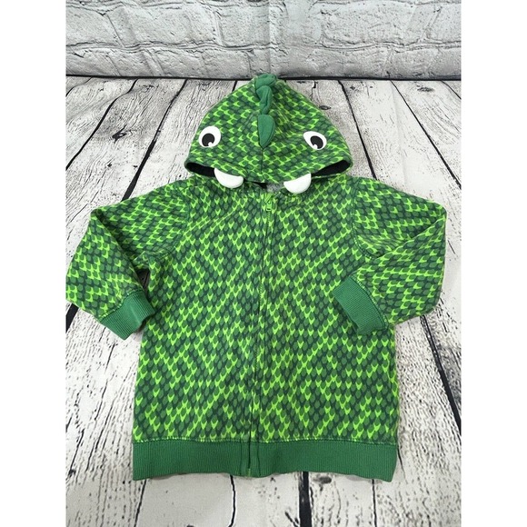 H&M Other - H&M Toddler Kids Dinosaur Hooded Zip Up Hoodie Jacket Green Sz 12-18M